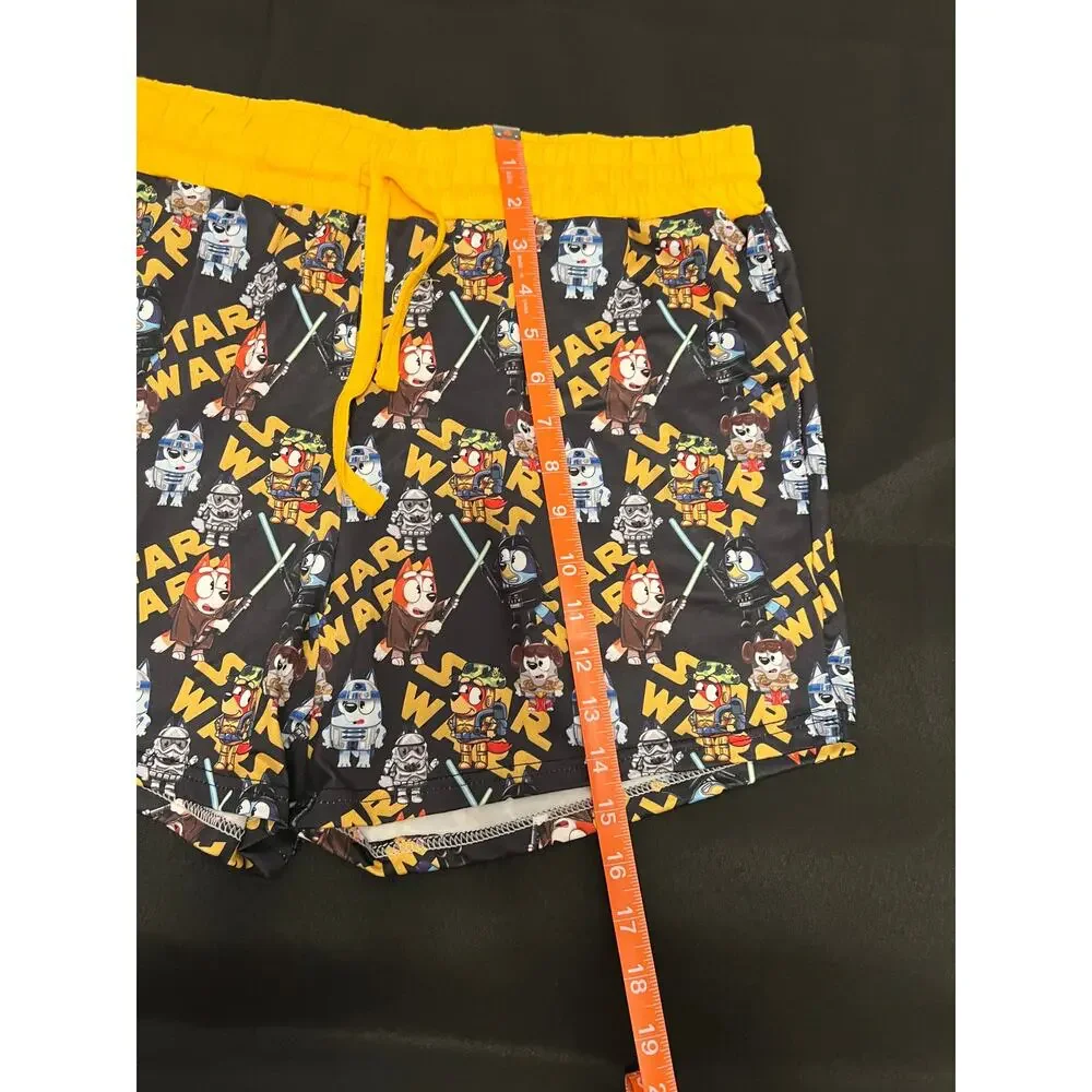 Bluey Star Wars Pajama Set Kids Large Black Yellow Shirt‎ Shorts Sleepwear